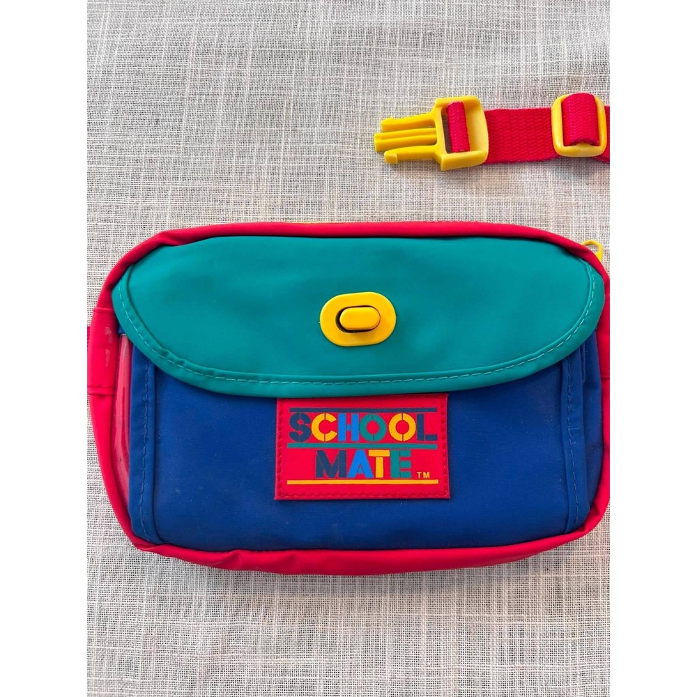 School Mate Waist Bag Kids OS Red Blue Vintage Colorblock Retro 90s Hip Pack